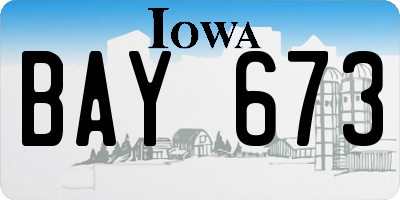IA license plate BAY673