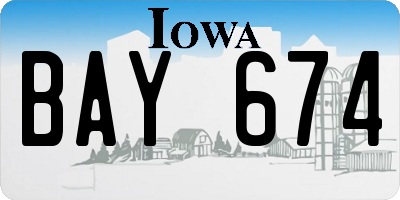 IA license plate BAY674
