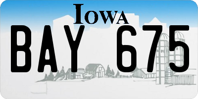 IA license plate BAY675