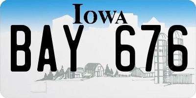 IA license plate BAY676