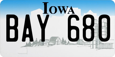 IA license plate BAY680