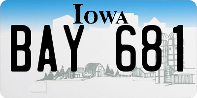 IA license plate BAY681