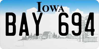 IA license plate BAY694