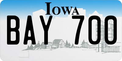 IA license plate BAY700