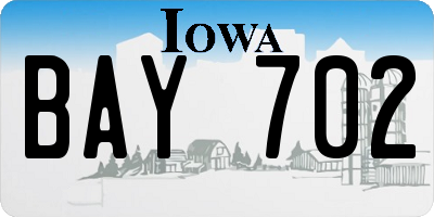 IA license plate BAY702