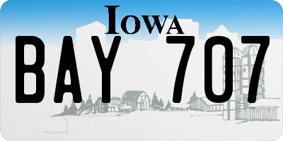 IA license plate BAY707
