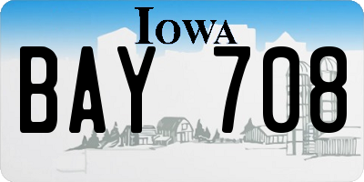 IA license plate BAY708