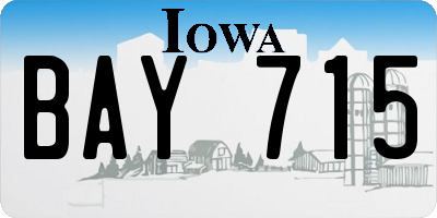 IA license plate BAY715