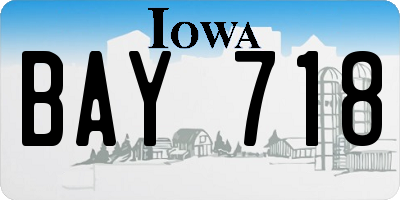 IA license plate BAY718