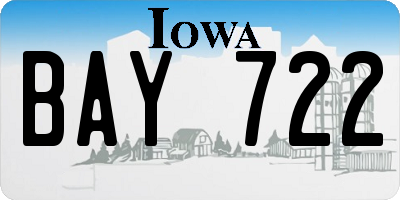 IA license plate BAY722
