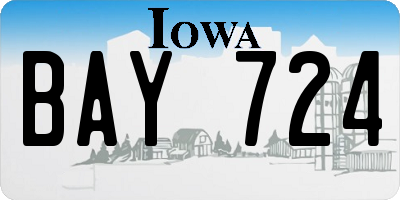 IA license plate BAY724