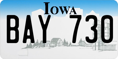 IA license plate BAY730