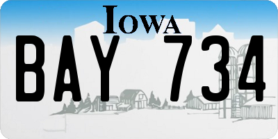 IA license plate BAY734