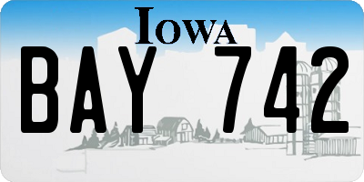 IA license plate BAY742