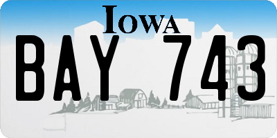 IA license plate BAY743