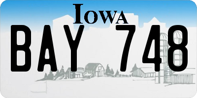IA license plate BAY748