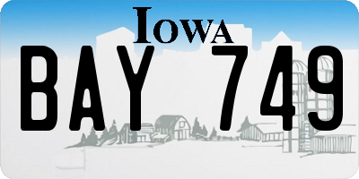 IA license plate BAY749