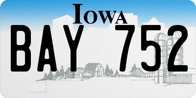 IA license plate BAY752