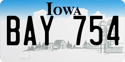 IA license plate BAY754