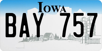 IA license plate BAY757