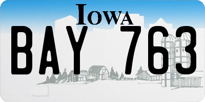 IA license plate BAY763