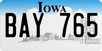 IA license plate BAY765