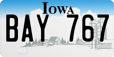 IA license plate BAY767