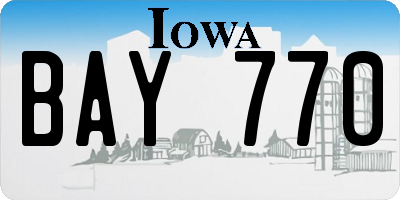 IA license plate BAY770