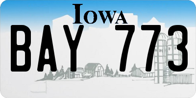 IA license plate BAY773