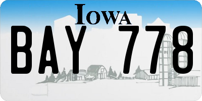 IA license plate BAY778