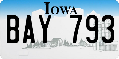 IA license plate BAY793
