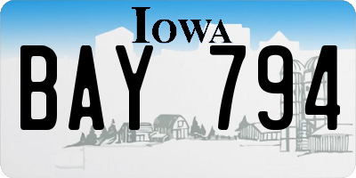 IA license plate BAY794