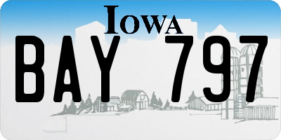 IA license plate BAY797