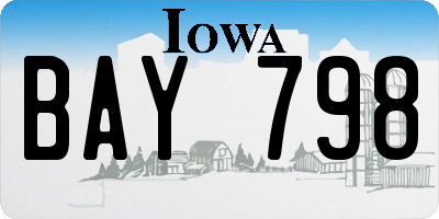 IA license plate BAY798