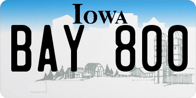 IA license plate BAY800