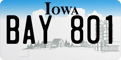 IA license plate BAY801