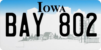 IA license plate BAY802