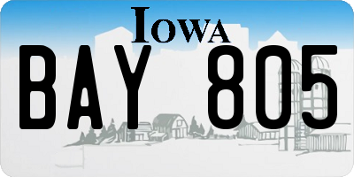 IA license plate BAY805