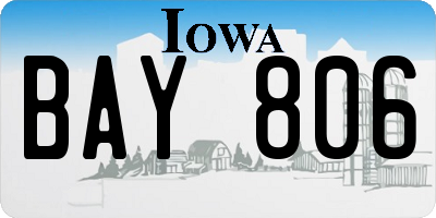 IA license plate BAY806