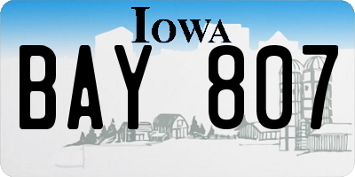 IA license plate BAY807
