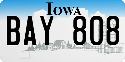IA license plate BAY808
