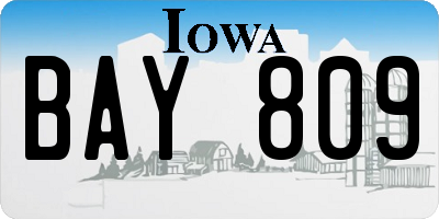 IA license plate BAY809