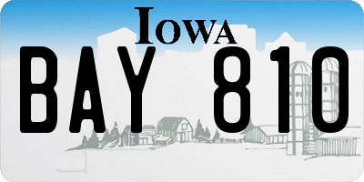 IA license plate BAY810