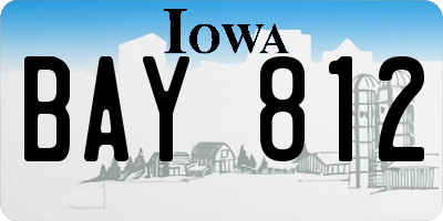 IA license plate BAY812