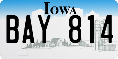 IA license plate BAY814