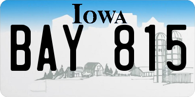 IA license plate BAY815