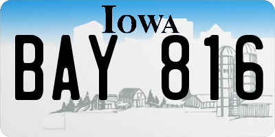 IA license plate BAY816