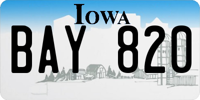 IA license plate BAY820