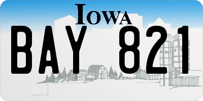 IA license plate BAY821