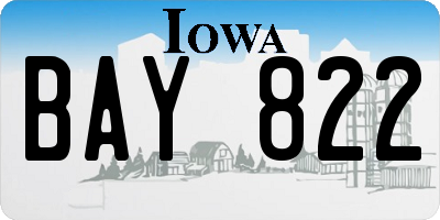 IA license plate BAY822